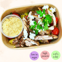 Load image into Gallery viewer, Wednesday: Grilled Lebanese Chicken, Mixed Vegetables, Tabbouleh + Hummus