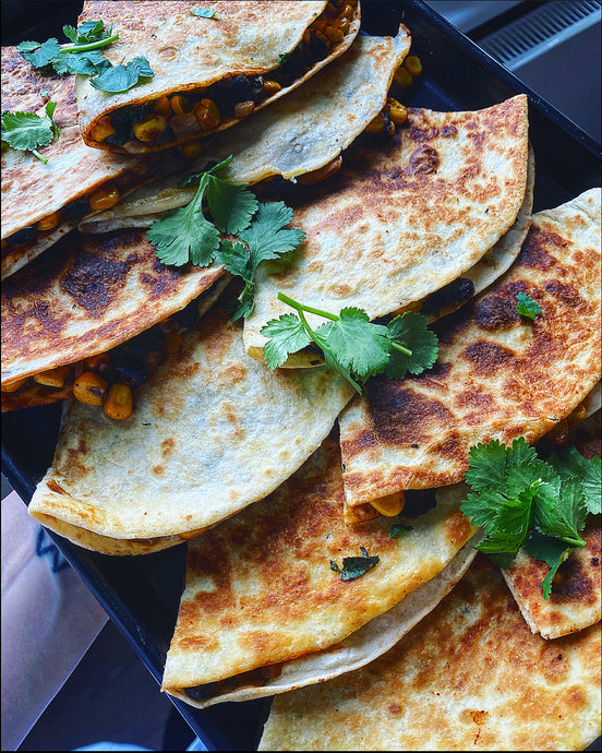 10 Minute Sweetcorn & Black Bean Quesadillas