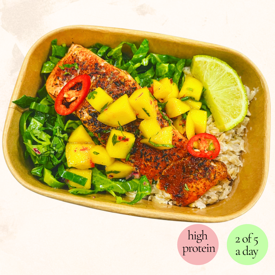 Wednesday: Cajun Salmon with Coconut Rice and Mango Salsa