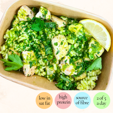 Load image into Gallery viewer, Wednesday: Pesto Chicken Risotto with courgette
