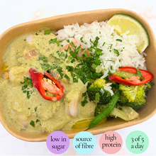 Load image into Gallery viewer, Monday: Thai Prawn Curry with Coconut Greens (with rice, or low carb)
