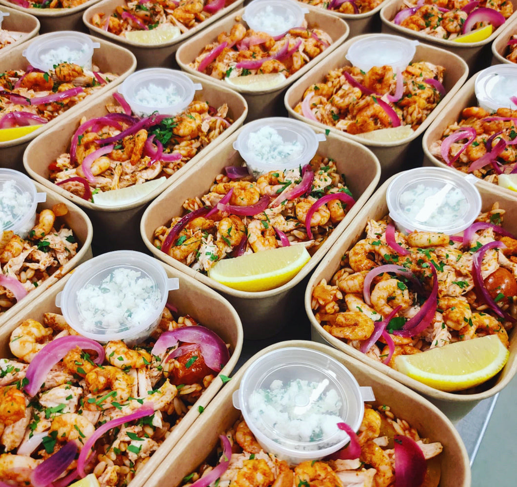 Monday: Grilled Chicken + King Prawn Orzo (best seller!)