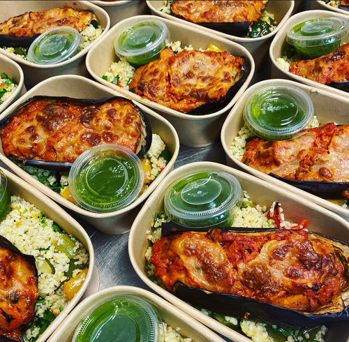 Monday: Baked Stuffed Aubergine with Tabbouleh (V) freeshipping - By Chef Jen